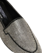 Dolce & Gabbana Silver Crystal Embellished Men Loafers Shoes - EU41/US8