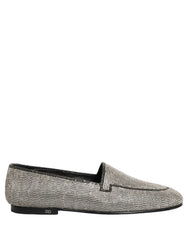 Dolce & Gabbana Silver Crystal Embellished Men Loafers Shoes - EU43/US10