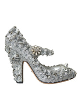 Dolce & Gabbana Silver Floral Crystal Mary Jane Pumps Shoes - EU36/US5.5 - Heels