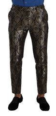 Dolce & Gabbana Silver Gold Jacquard Men Trouser Dress Pants - IT48 | M - Trousers