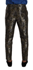 Dolce & Gabbana Silver Gold Jacquard Men Trouser Dress Pants - IT48 | M - Trousers