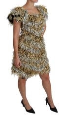 Dolce & Gabbana Silver Gold Sheath Mini Shift Gown Dress - IT40|S