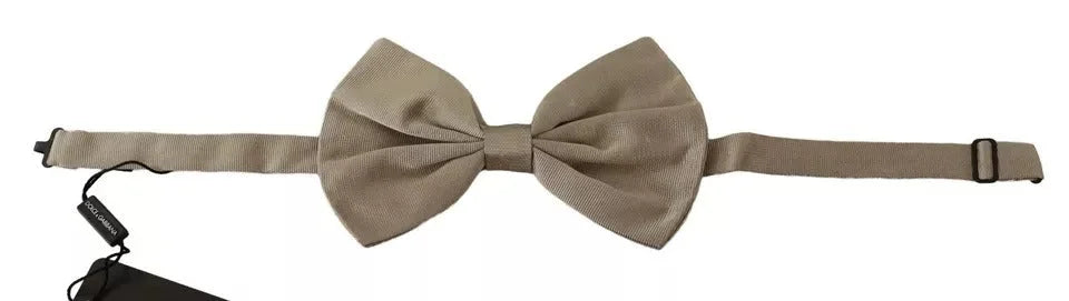 Dolce & Gabbana Silver Gray 100% Silk Adjustable Neck Bow Tie - Neckties