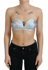 Dolce & Gabbana Silver Holographic Effect Bustier Brassiere Top - IT40|S - Bras