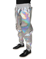 Dolce & Gabbana Silver Iridescent Men Jogger Sweatpants Pants - Joggers