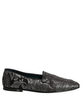 Dolce & Gabbana Silver Jacquard Leather Slip On Loafers Shoes - EU44/US11