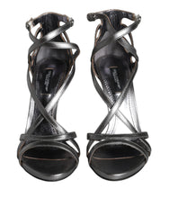 Dolce & Gabbana Silver Keira Leather Heels Sandals Shoes - Sandals