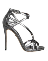 Dolce & Gabbana Silver Keira Leather Heels Sandals Shoes - EU40/US9.5