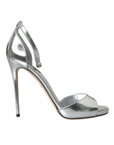 Dolce & Gabbana Silver KEIRA Leather Heels Sandals Shoes - EU40/US9.5 - Sandals