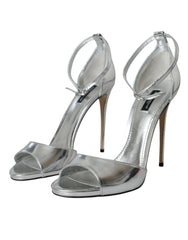Dolce & Gabbana Silver KEIRA Leather Heels Sandals Shoes - EU40/US9.5