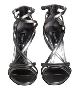 Dolce & Gabbana Silver Keira Leather Heels Sandals Shoes - EU40/US9.5