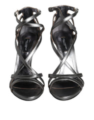 Dolce & Gabbana Silver Keira Leather Heels Sandals Shoes - EU40/US9.5