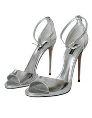 Dolce & Gabbana Silver KEIRA Leather Heels Sandals Shoes - EU40/US9.5 - Sandals