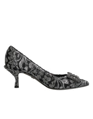 Dolce & Gabbana Silver Lace DG Amore Heels Pumps Shoes - EU35.5/US5