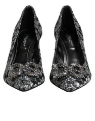Dolce & Gabbana Silver Lace DG Amore Heels Pumps Shoes - EU35.5/US5