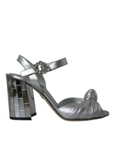Dolce & Gabbana Silver Lambskin Leather Heels Sandals Shoes - Sandals