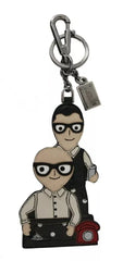 Dolce & Gabbana Silver Leather Dominico Stefano #DGFAMILY Logo Badge Keychain - Keychains