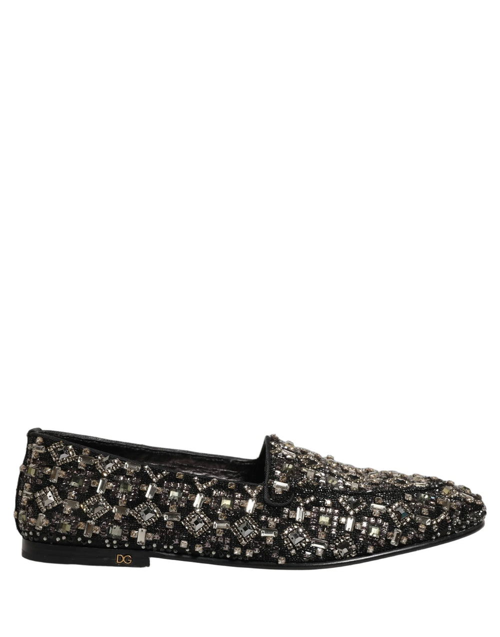Dolce & Gabbana Silver Leather Logo Slip On Loafers Shoes - EU44/US11