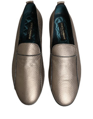 Mocasines Dolce & Gabbana de piel plateada con logo - EU44/US11