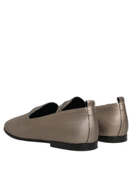 Mocasines Dolce & Gabbana de piel plateada con logo - EU44/US11