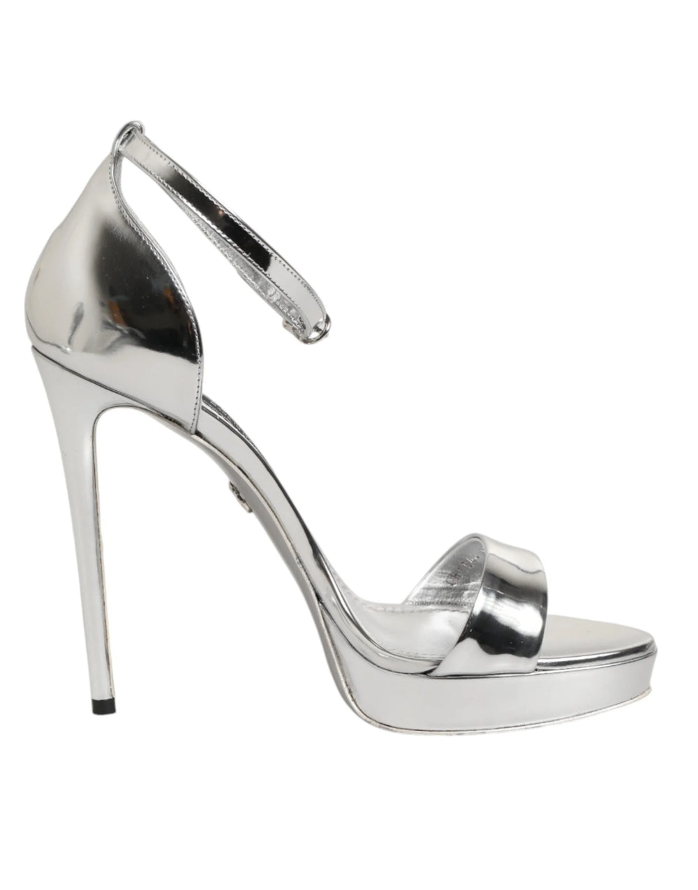 Dolce & Gabbana Silver Leather Platform Keira Sandals Shoes - Sandals