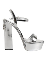 Dolce & Gabbana Silver Leather Platform Keira Sandals Shoes - EU39/US8.5 - Sandals