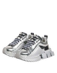 Dolce & Gabbana Silver Leather Super Queen Sneakers Shoes - EU35/US4.5