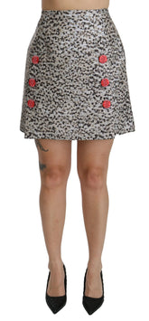 Dolce & Gabbana Silver Pattern A-line High Waist Skirt - IT36 | XS - Skirts
