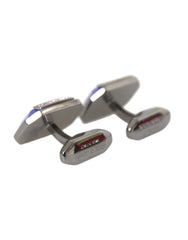 Dolce & Gabbana Silver Plated Brass Pin Crystal Cufflinks - Cufflinks