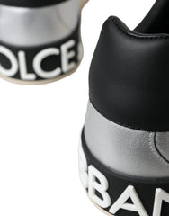 Dolce & Gabbana Silver Portofino Calf Leather Sneakers Men Shoes - EU40/US7