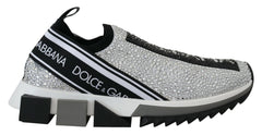 Dolce & Gabbana Silver Rhinestones Sorrento Sneakers Shoes - Sneakers