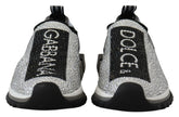 Dolce & Gabbana Silver Rhinestones Sorrento Sneakers Shoes - EU37.5/US7
