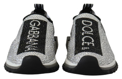 Dolce & Gabbana Silver Rhinestones Sorrento Sneakers Shoes - EU37.5/US7