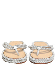 Sandalias tipo chancla Dolce & Gabbana plateadas de cuerda – EU44/US11