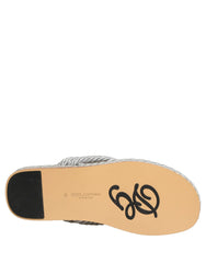 Dolce & Gabbana men's silver rope slides featuring metallic braided straps and a sleek leather footbed.