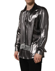 Dolce & Gabbana Silver Satin Silk Long Sleeves Men Dress Shirt - IT40 | M