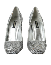 Dolce & Gabbana Silver Sequin Embellished Heels Pumps Shoes - EU39/US8.5