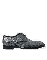 Dolce & Gabbana Silver Sequined Lace Up Men Derby Dress Shoes - EU39/US6 - Shoes