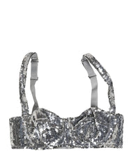 Dolce & Gabbana Srebrny Biustonosz Balconnet Nyon z Cyrkonią Pod Bielizną - IT2 | S