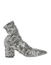 Dolce & Gabbana Silver Sequined Short Boots Stretch Shoes