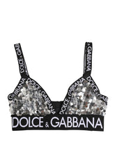 Dolce & Gabbana Silver Sequined Triangle Soft Cup Bra Underwear - IT2 | S