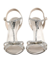 Dolce & Gabbana Silverfärgade Strass Ankelrem Klackar Sandaler Skor - EU37/US6.5 - Klackar