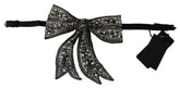 Dolce & Gabbana Silver Tone 100% Silk Crystal Embellished Women Bowtie - Neckties