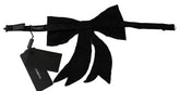 Dolce & Gabbana Silver Tone 100% Silk Crystal Embellished Women Bowtie
