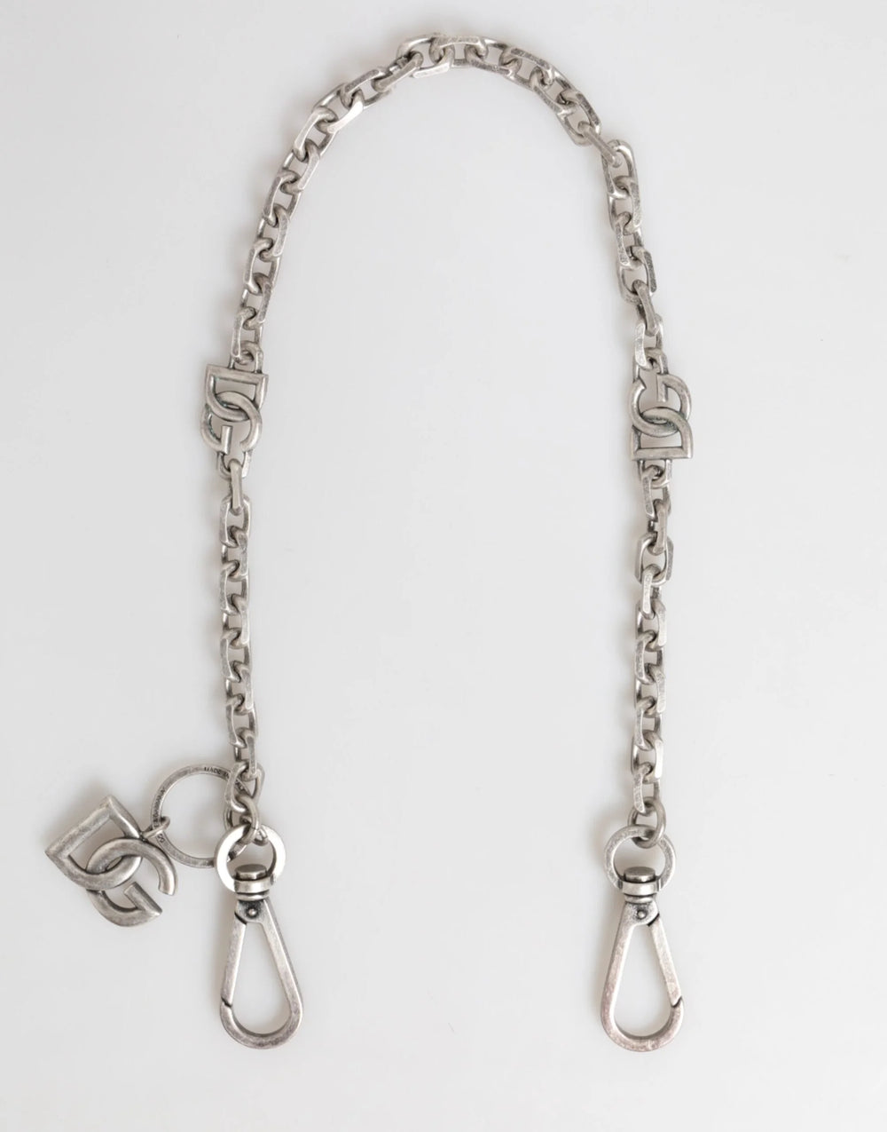 Dolce & Gabbana Silver Tone Brass DG Logo Detailing Chain Men Necklace - Necklaces