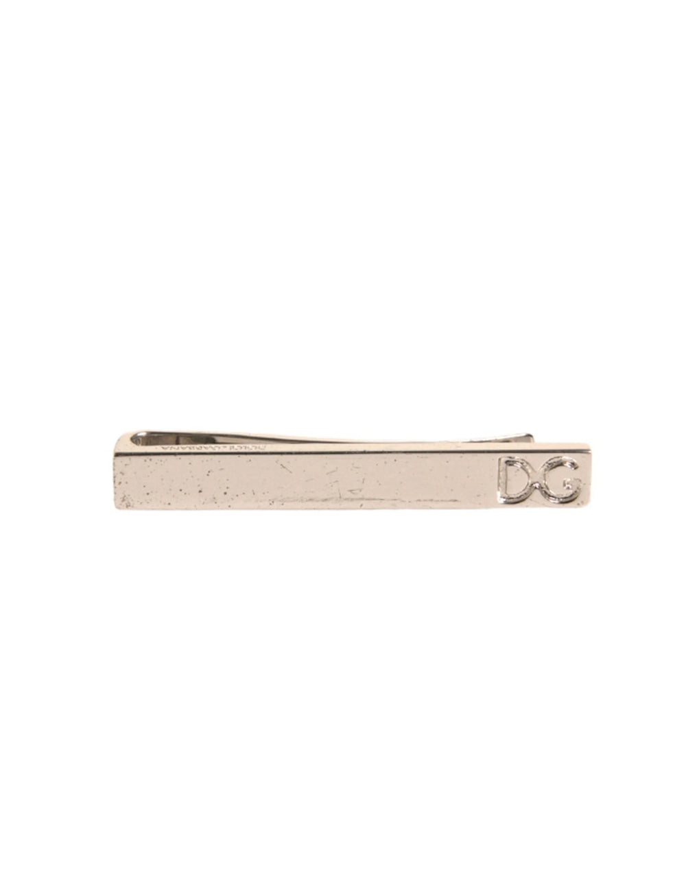Dolce & Gabbana Silver Tone Brass Logo Branded Tie Clip Bar - Tie Clips