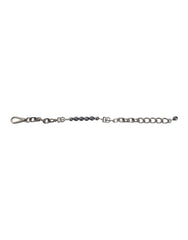 Dolce & Gabbana Silver Tone Chain Lobster Clasp Logo Gray Pearls Bracelet - Bracelets