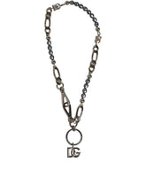 Dolce & Gabbana Silver Tone Chain Signature DG Logo Pendant Necklace