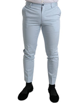Dolce & Gabbana Sky Blue Cotton Stretch Skinny Pants - Trousers