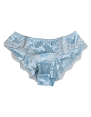 Dolce & Gabbana Sky Blue Silk Satin Lace Panty Brief Underwear - IT3 | M - Briefs